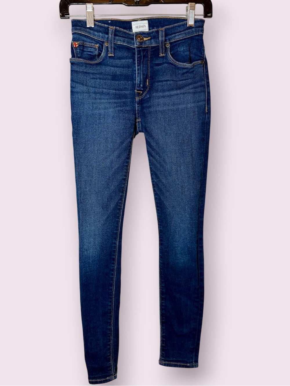 Hudson Natalie Mid-Rise Super Skinny Ankle Jeans Blue Size 24